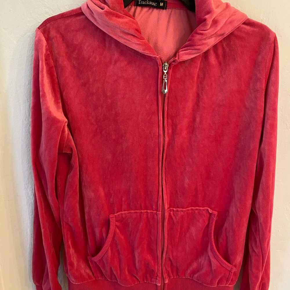 Tracksuit Velour Zip-Up Hoodie Size M